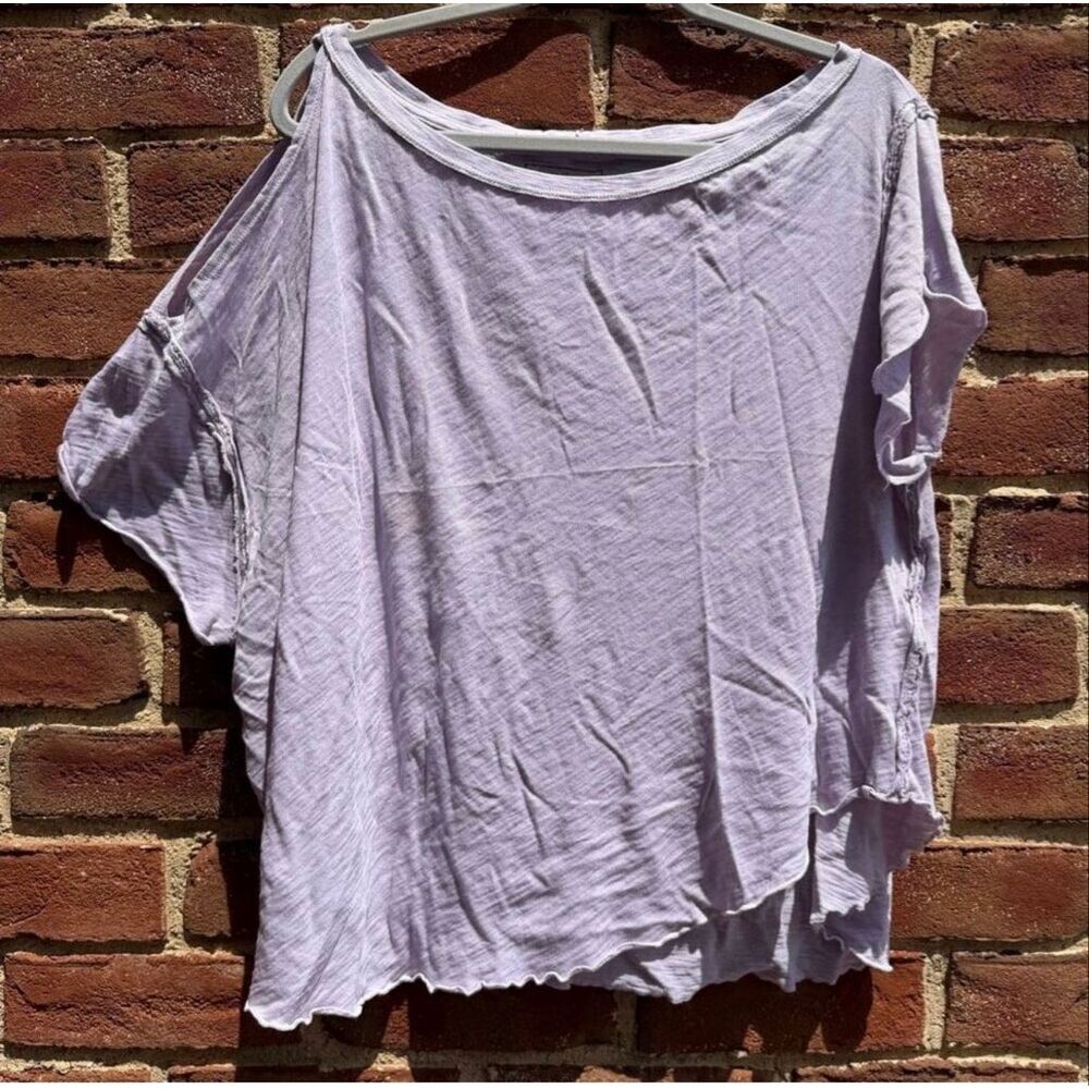 Free People we the free U Fancy Slouchy Tee oversized in lavender Women’s M NEW - Picture 2 of 10